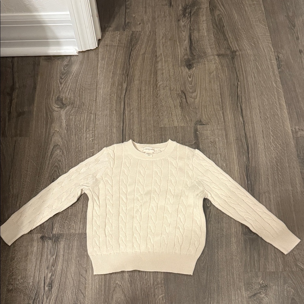 Kids Crewcuts Cream Cable-Knit Crewneck Sweater